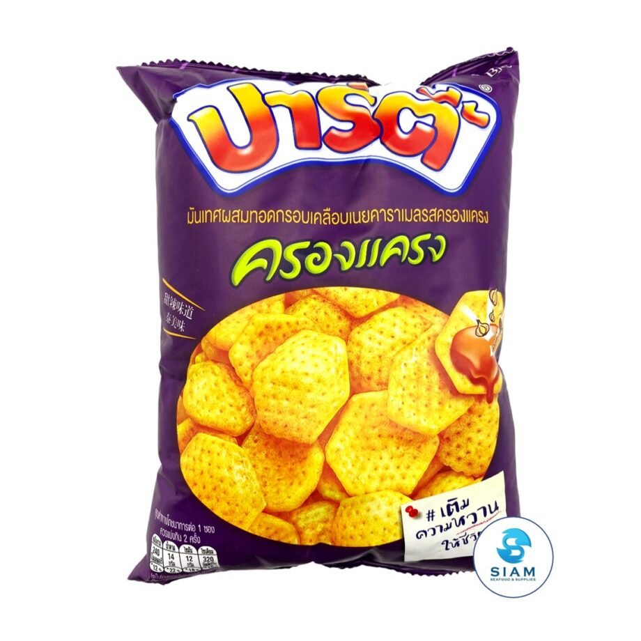 Fried Sweet Potato Chips Coated with Butter Caramel, Sweet & Spicy Flavor (Krong Krang) - Party (2.1 oz-vol wt 5.3 oz)